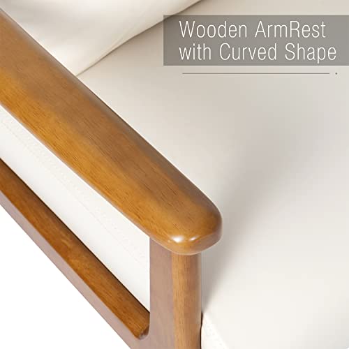 Okeysen Mid-Century-Modern-Accent-Chair, Leather Reading Armchair For Living Room, Wooden Comfy Side Chair For Bedroom #TOP4