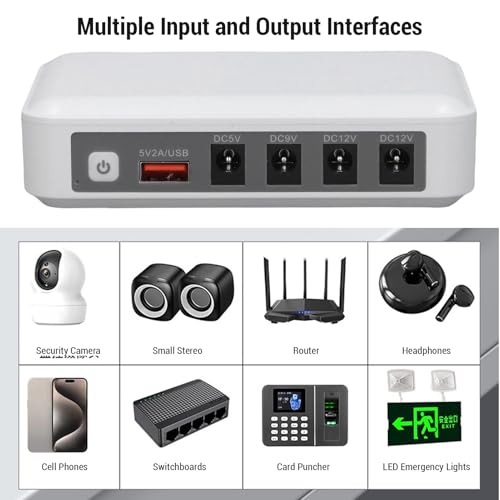 Sanpyl UPS Battery Backup, Mini Uninterruptible Power Supply with 6000mAh Large Capacity, Compatible with Router Modem Security Camera Fingerprint Scanner (US Plug)