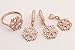 Snowflake Design! Turkish Handmade Jewelry Round Cut White Topaz 925 Sterling Silver Rose Gold Set Earrings, Pendant and Ring Size Options