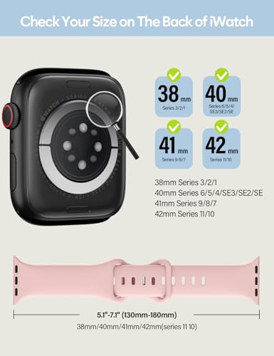 Image of Sport Silicone Band Compatible with Apple Watch Bands 40mm 38mm 41mm 44mm 45mm 42mm 49mm Women Men,Soft Wristband Waterproof Replacement Sport Strap for iWatch Bands Series 9 8 7 6 5 4 3 2 1 SE Ultra