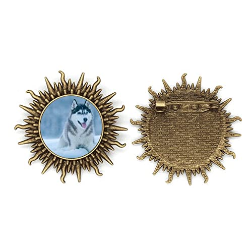 Broche husky de neige épingle métallique animal pour sac