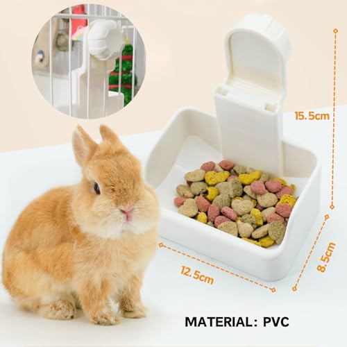 Kaninchenschüssel, 2-in-1 Hängende Schüssel für Kleine Hundekäfige - Abnehmbare Futter- und Wasserschüssel für Welpen, Katzen, Kaninchen, Meerschweinchen (Rosa)
