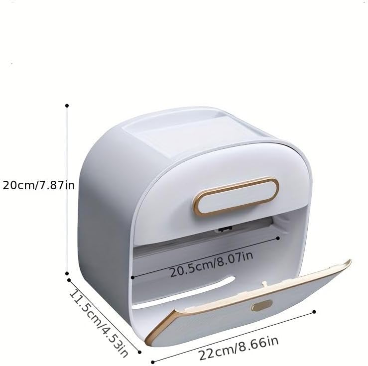 Luxury Bathroom Organizer - Wall Mounted Toilet Paper Storage Container, Waterproof Design, no Drilling Installation
