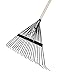 True Temper Steel Tine Leaf Rake with Hardwood/Steel Handle for Lawns, Gardening, and Dethatching, 22 Tines, Black