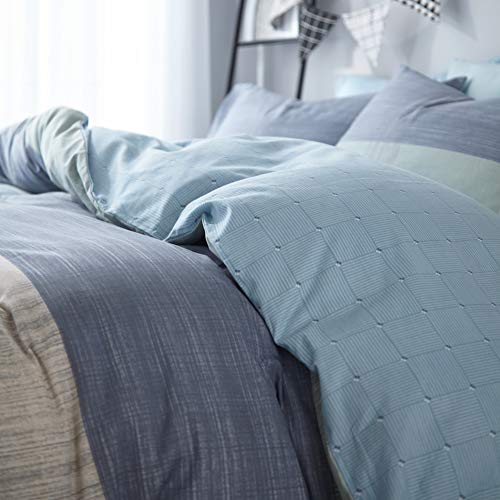 Mixinni MX07104-K Geometric Duvet Cover King Size Soft Cotton Blue Patchwork Modern Bedding Set thumb #3