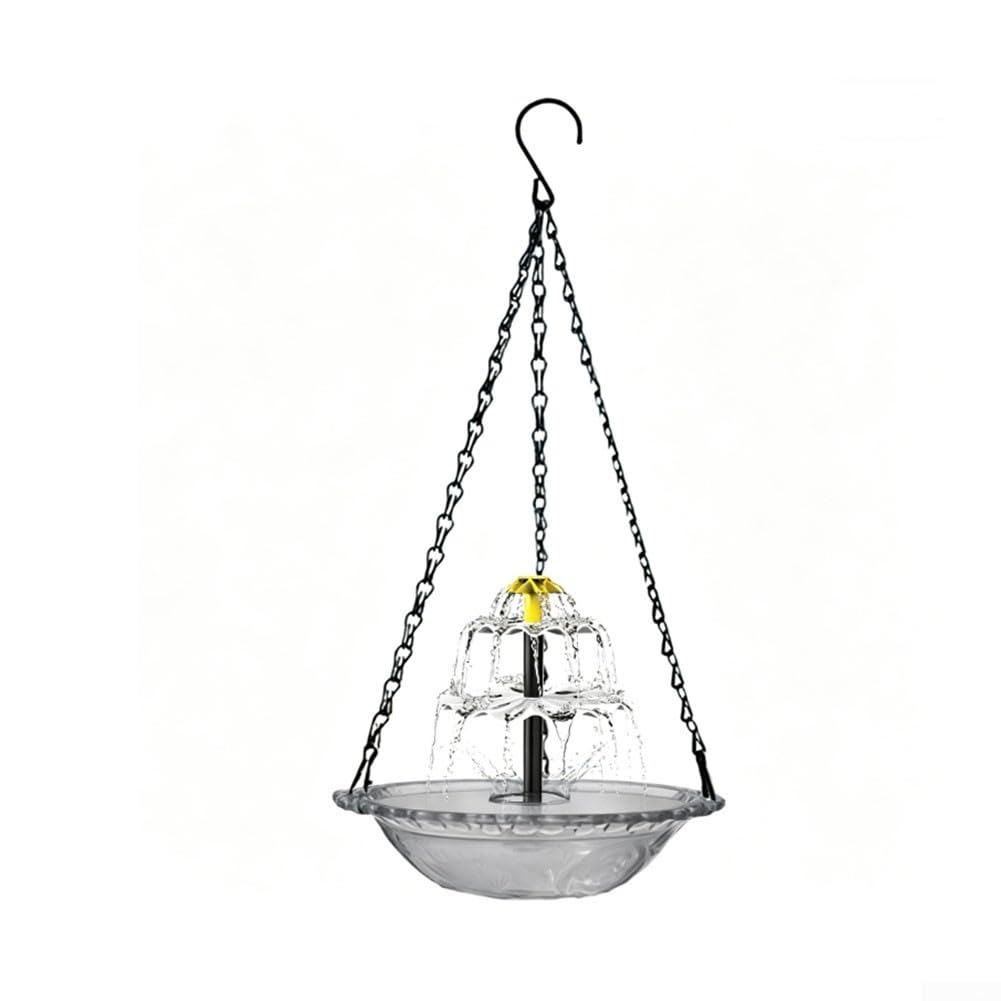 Solar Bird Bath Fountain Hanging Metal Garden Feeder(Gray)