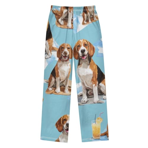 ZZXXB Beagle Orange Juice Boys Long Pants Soft Trousers Elastic Waist Kids Lounge Bottoms with Pockets S-XL2