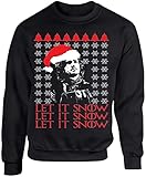 ALLNTRENDS Adult Crewneck Let It Snow Ugly Christmas Sweater Gift (M, Black)