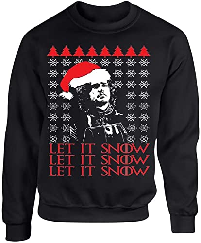 ALLNTRENDS Adult Crewneck Let It Snow Ugly Christmas Sweater Gift (M, Black)