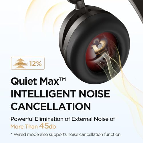 Image of 1MORE SonoFlow Pro HQ51 Active Noise Cancelling Headphones, -45dB QuietMax ANC, 40mm DLC Driver, Hi-Res Wireless /Wired, 65H Long ANC Playtime, LDAC Bluetooth, Comfort Soft Over-Ear Headphones with Mic