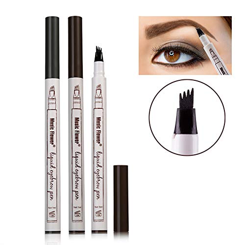 FOXCESD Liquid Eyebrow Pencil Waterproof with 4 Micro Fork Tip Simulate Raw Eyebrows (Brown)