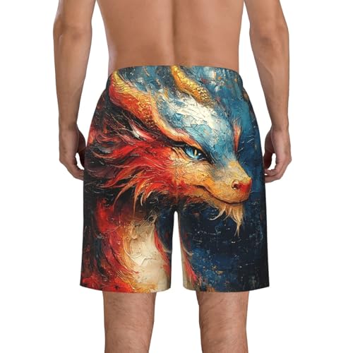 Men's Swim Trunks Beach Board Shorts Swimwear Bathing Suits - Dragon Magic Art3