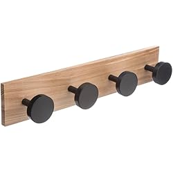 Percheros De Pared DAMDAM GO - Perchero de Pared Madera Bambu con Ganchos Metal - Redondo 4 Ganchos