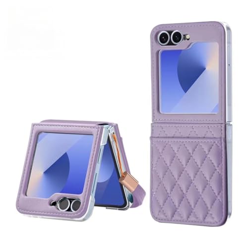 Coque Samsung Galaxy Z Flip 5 aspect diamant et cuir synthétique
