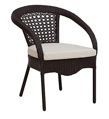 Image of Anaya Decor D-8 Chairs Table Set 4+1 Wicker Patio Furniture Sets 4 Chair and 1 Table with Cushions for Garden Balcony Bedroom Powder Coated Frame Uv Protected Wicker (Brown+Beige)