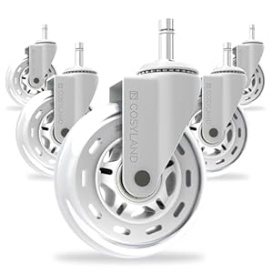 COSYLAND Bürostuhl Rollen 5er-Set – Rollen für Bürostuhl & Schreibtischstuhl, Hartbodenrollen für Parkett, leise Ersatzrollen, Weiß, 11 x 22 mm (Not 1-KEA)