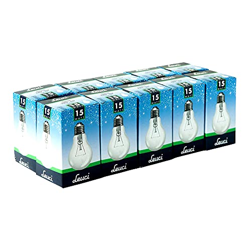 Leuci 10 x Glühbirne Birnenform A60 15W E27 klar Glühlampe Glühbirnen...