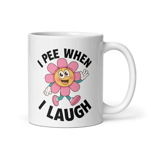 Teegarb Letter Blanket Funny Coffee Mug 11oz – I Pee When I Laugh Naughty Flower Design, Sassy Sarcastic Humor Cup for Women or Men, Gag Gift for Mom, Dad, or Coworker