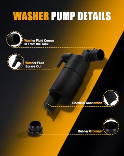 Image of ROADFAR Front Windshield Washer Pump Compatible for Nissan 2004-2015 | Fit For Nissan For Frontier 2009-2015|For Nissan For TITAN 2004-2015|OEM:289207S200|377150|28920-7S200|with Grommet