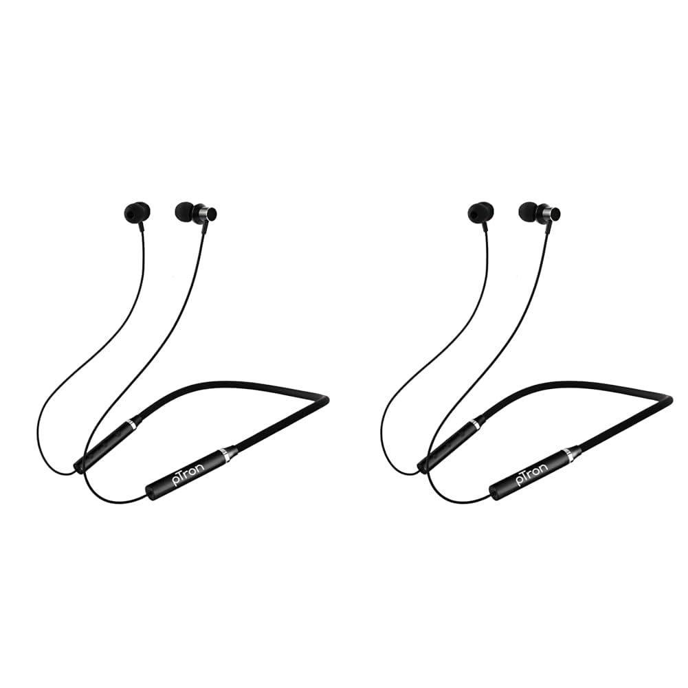 pTron Tangentbeat in-Ear Bluetooth 5.0 Wireless Headphones with Mic, Deep Bass, 10mm Drivers, Clear Calls, Dual Pairing, Fast Charging, Magnetic Buds, Voice Assistant & IPX4 Wireless Neckband (Black