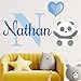 Custom Name and Initial Panda Wall Decals | Panda Decorations for Kids | Room Decorations for Boy & Girl | Nursery Wall Decor | Panda Party Decorations | Multiple Customization Options