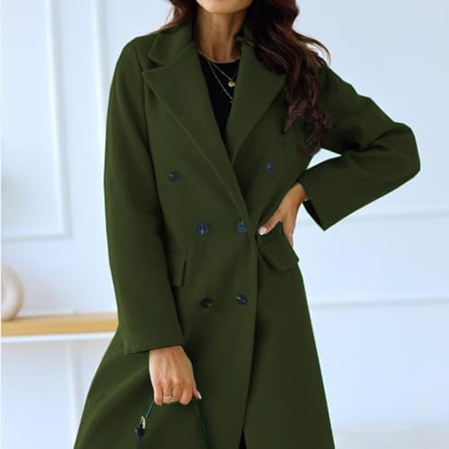 Elegante wollen mantel voor dames, dubbele rij knopen, trenchcoat