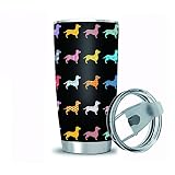 Waldeal Cute Dog Dachshund Coffee Mug Stainless Steel Thermal Tumbler with Lid, Double Wall Vacuum I