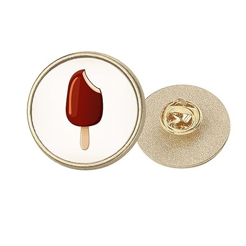 Broche ronde dorée au design chocolat croustillant et glacé