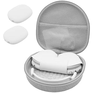 ProCase Hart Kopfhörer Tasche für AirPods Max mit 2 Smart Silikon Schutzhüllen, Hardshell Eva Tragetasche Headset Hülle Case -Grau