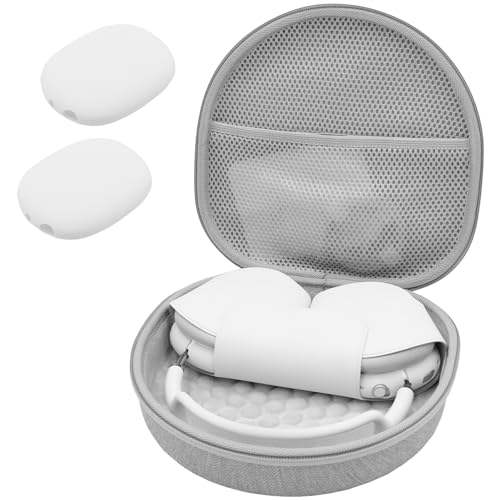 ProCase Twarde etui na nowe AirPods Max, podróżne etui na słuchawki z silikonową osłoną na słuchawki i kieszenią siatkową, ochronna przenośna torba do przechowywania AirPods Max - szara