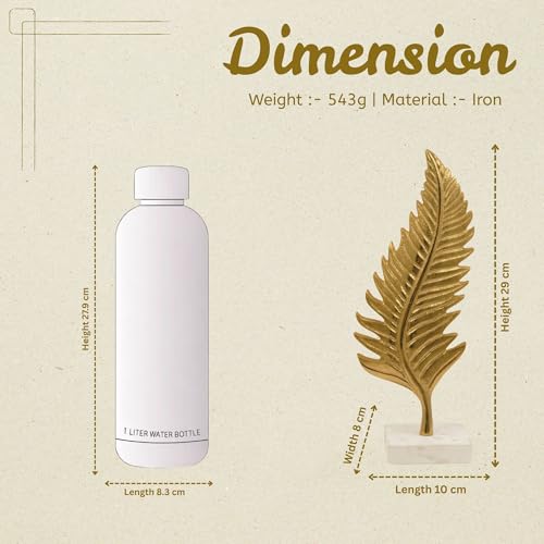 Image of CraftVatika Metal Golden Leaf on Marble Base Showpiece, Deorative Showpiece Items for Living Room Tabletop Items for Home Decor, Metal Entire Leaf Figurine Office Decor Housewarming