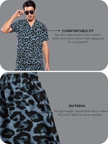 Image of DHRUVI Trendz Mens and Boys Rayon Co Ord Set | Trendy Night Dress | T Shirt and Short Set Combo Lounge | Stylish Summer Travel Wear | Matching Two-Piece for Vacation