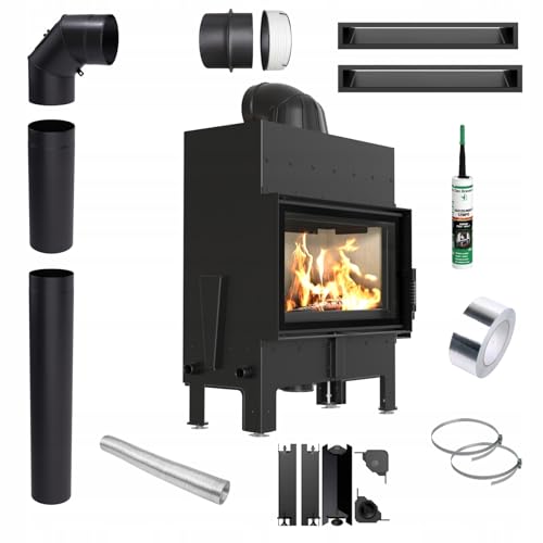 KRATKI Kamin aus Stahl 10 kw Floki M fi 200 Kamineinsatz BImSchV Stufe 2 Ekoprojekt Einbausatz