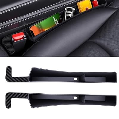 Vioziis 2PCS Car Seat Gap Filler, Automotive Seat Organizer Fill The Gap Between Seat and Console, Universal Car Storage Box Inserts Fill The Gap Between Seat &Console for Coins Wallets Keys (Black)