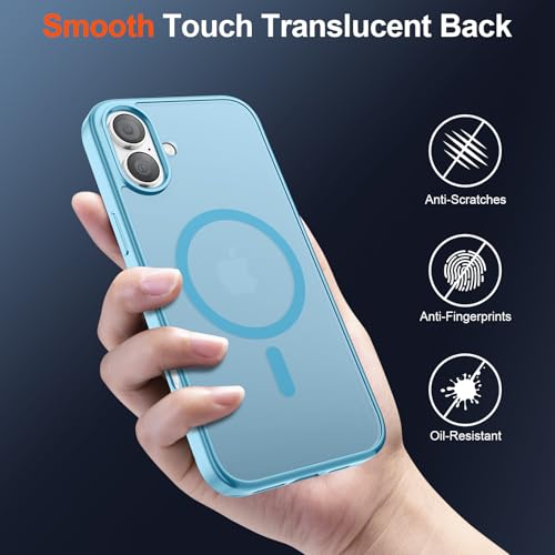 Image of SUPFINE Magnetic for iPhone 17 Case (Compatible with MagSafe)(Military Grade Drop Protection) Translucent Matte Shockproof with Anti-Fingerprint Phone Cover 2025,Light Blue