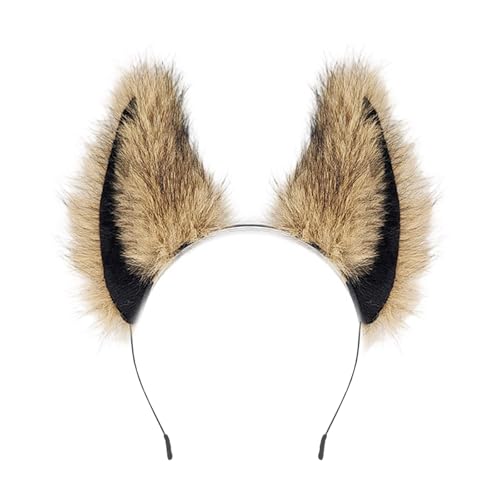 [linkable] Faux Furs Wolf Foxes Ears Headband Animals Hair Hoop Headwear Halloween Christmas Party Cosplay CostumewbhnEB[RXvR