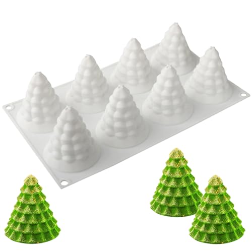 MEZHEN Moules en Silicone Noël Moulle Silicone Sapin de Noël Mousse Moules à Gâteaux Noël Moules à Pâtisserie 3D Moule de Cuisson Moule à Chocolat A