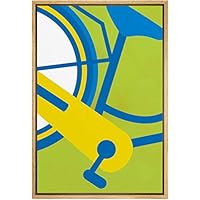 SIGNWIN Framed Canvas Wall Art Geometric Blue Bike in Green Background Transportation Bicycles Illustrations Minimalism Modern Closeup Colorful for Living Room, Bedroom, Office - 16