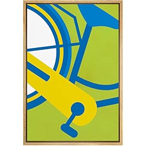 SIGNWIN Framed Canvas Wall Art Geometric Blue Bike...