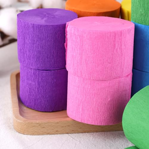 Koogel Crepe Paper Streamers 12 Rolls 984ft, 6 Colors Streamers Party Decorations for Party Birthday Wedding Baby Shower Rainbow DIY Supplies 1.8 Inch x 82 Ft/Roll