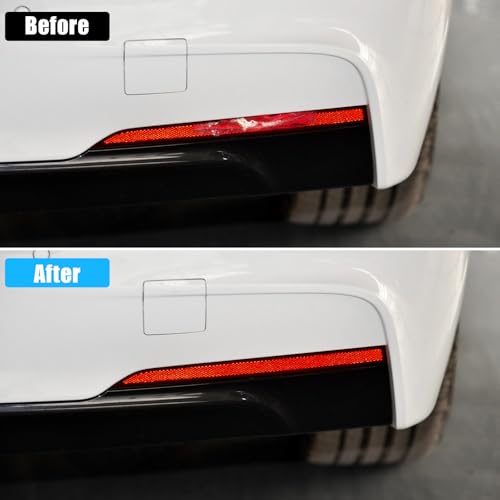 Jaronx Compatible with BMW Rear Bumper Reflector for 3 Series F30/F31 M Sport 2013-2018, Left & Right Rear Bumper Red Marker Lights Lens Trim, Tail Reflector Light Replacement for BMW 63147847165