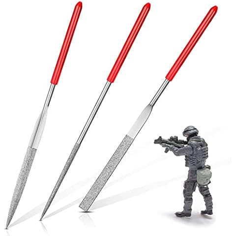3 Pcs Miniature and Model Files Diamond Needle File Set of Round File, Flat File and Triangular Metal File, Plastic Miniatures Mini Needle Jewelry File Set for Jewelers Glass Wood Carving Craft Cover