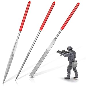 3 Pcs Miniature and Model Files Diamond Needle File Set of Round File, Flat File and Triangular Metal File, Plastic…