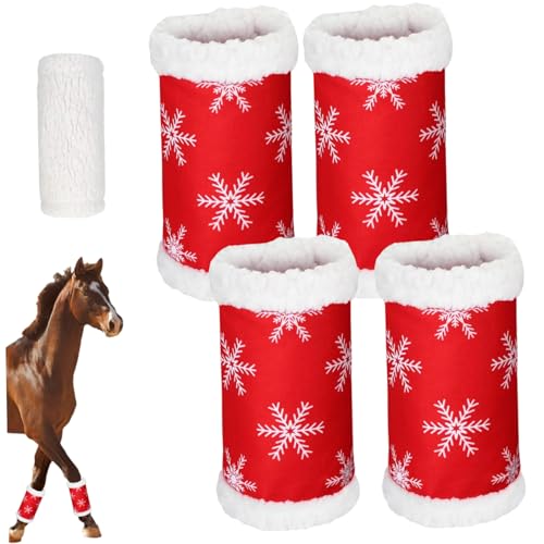 Décorations de Noël cheval : enveloppements de pattes rouge peluche douce taille unique