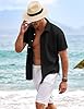 COOFANDY Mens Linen Summer Shirt Short Sleeve Cotton Lightweight Casual Beach Tshirts Black XXXL #2