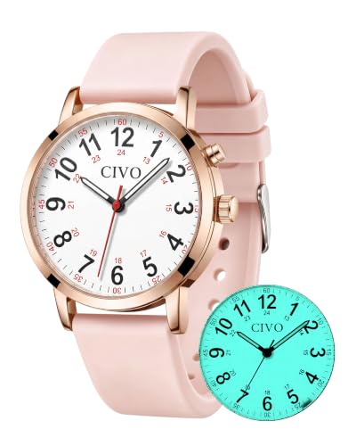 Image of CIVO Night-Light Nurse Watches for Women: Easy-Read Analog Waterproof Watch