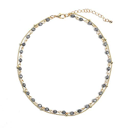 Artilady layer opal choker necklace for women ¡­ (Gold Grey)