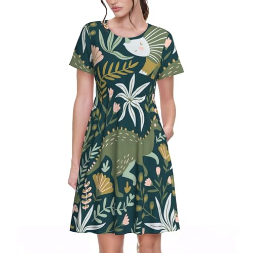 Robe d'été imprimé dinosaure pour des vacances décontractées et week-ends stylés