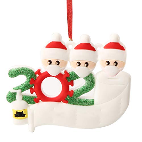 Preisvergleich Produktbild Hbsite Weihnachtsverzierung Weihnachtsanhänger 2020 Personalisierte Quarantänefamilie Weihnachtsbaumschmuck Weihnachtsdekoration Überlebender kreatives Geschenk (3 Personen Familie)