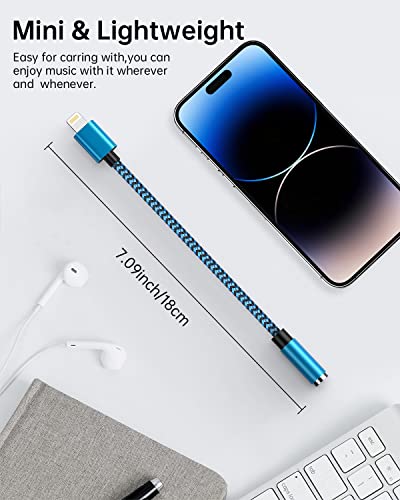 Image of iPhone Headphone Adapter, 2Pack Apple Dongle Lightning to 3.5mm Jack Converter Braided Audio Aux Cord Earbuds Splitter Adaptor Compatible with iPhone 14 13 12 11 Pro Max X XR XS SE 8 7 Plus iPad iPod